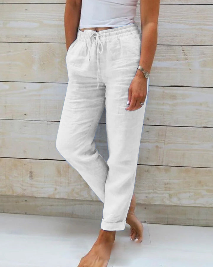 Allison - Spodnie Tailored z Lnu i Bawełny Luksusowej