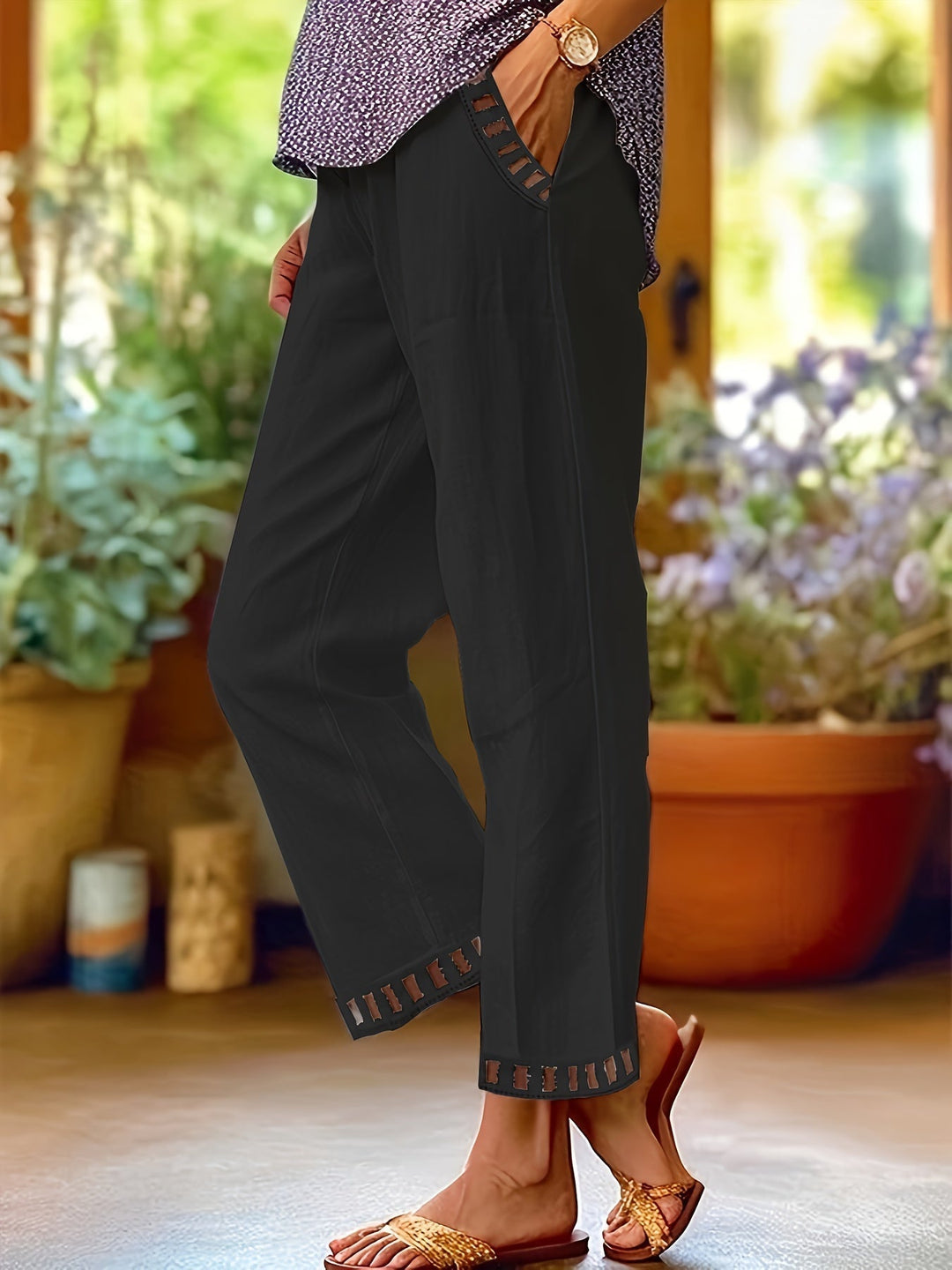Wren – Spodnie Cropped Relax z Kontrastowymi Detalami