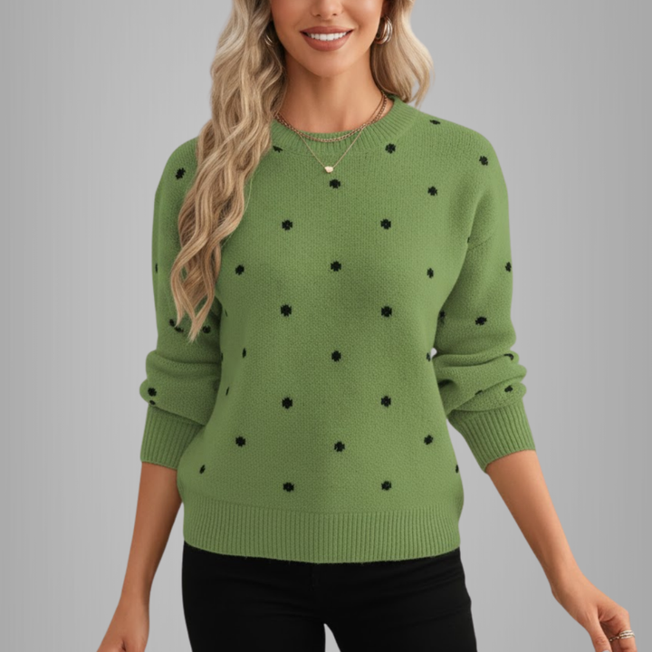 Damski sweter w kropki – miękki dzianinowy pulower