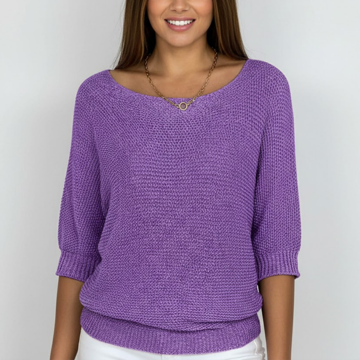 Damski sweter z dekoltem typu scoop – elegancki i wygodny krój