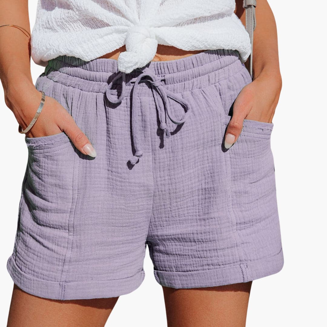 Emma | Eleganckie Krótkie Spodenki Casual z Troczkiem