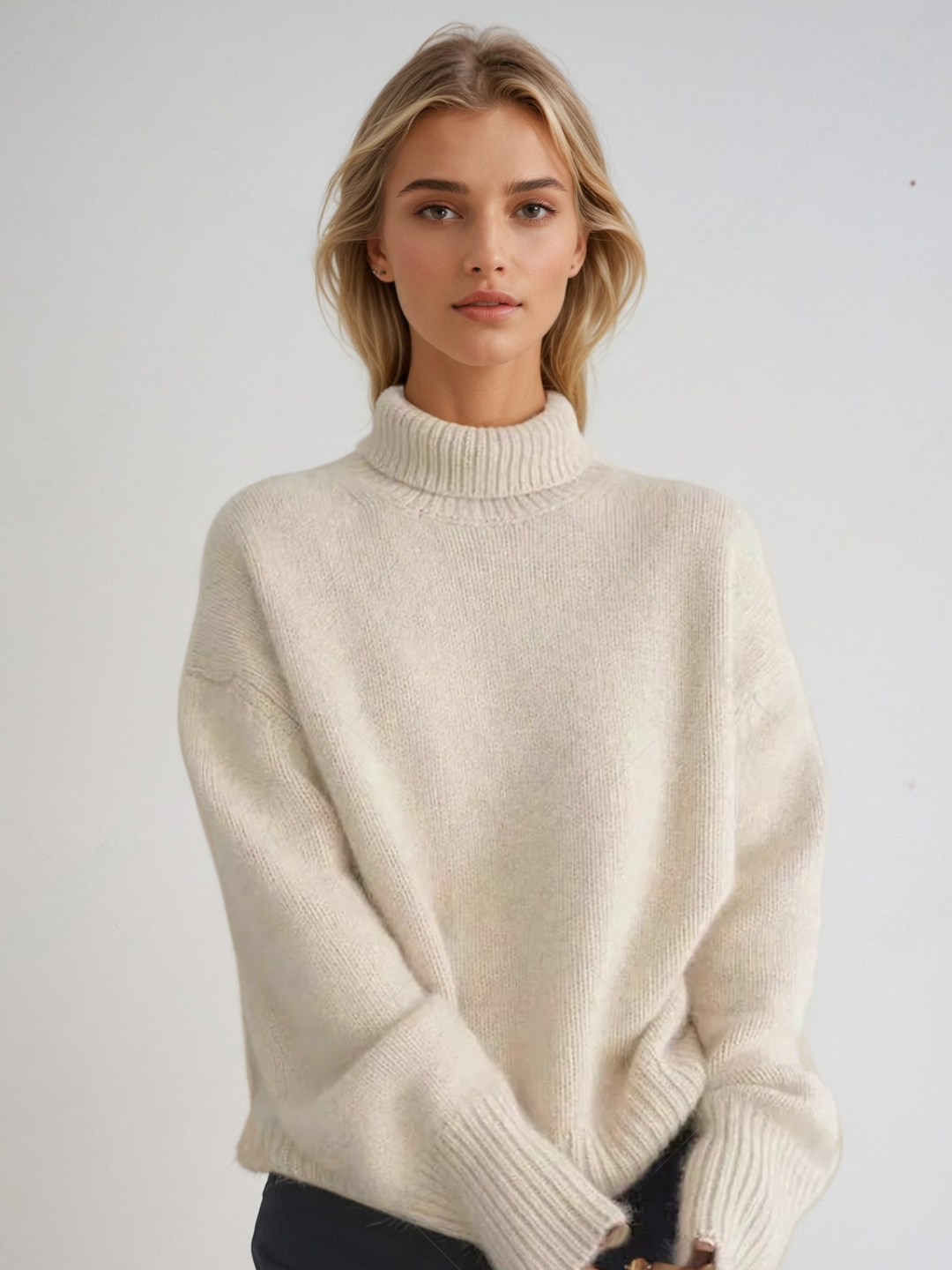 Damski sweter z golfem | Regularny krój dekolt golfowy sweter