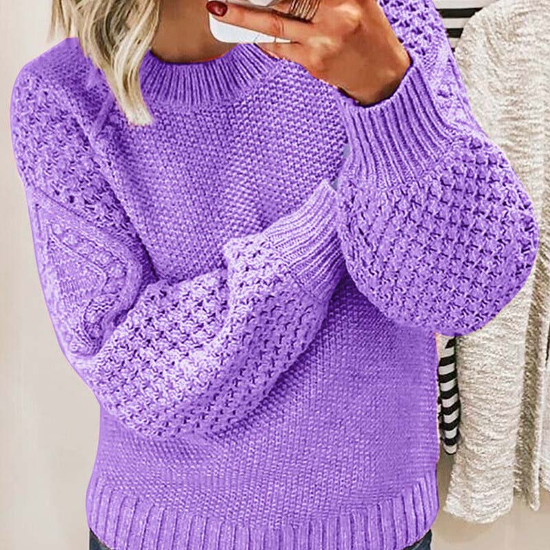 Damski sweter w kolorowe bloki – Miękki dzianinowy sweter zimowy o luźnym kroju