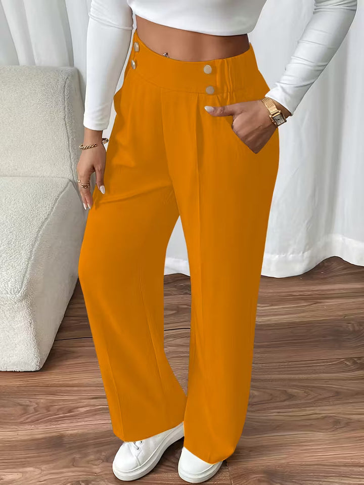 Alicja – Eleganckie Spodnie Bawełniane z Szeroką Nogawką