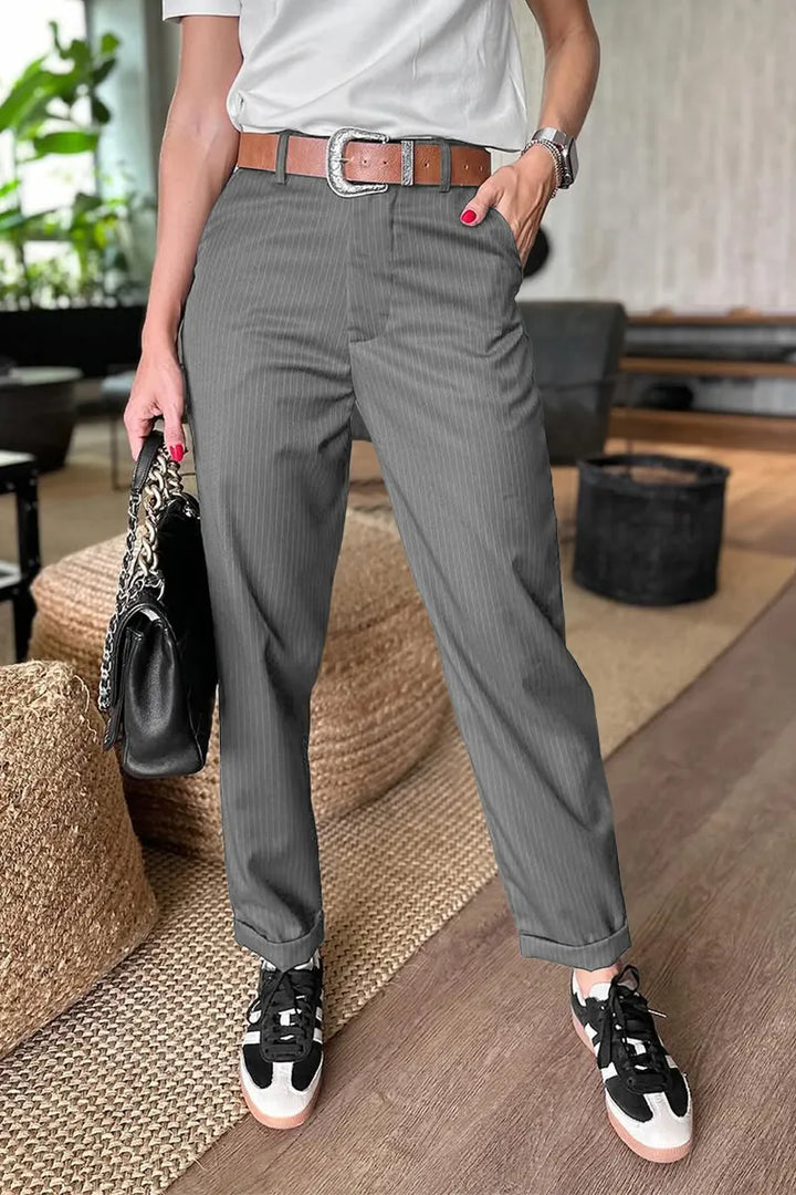 Katarzyna | Eleganckie modelujące sylwetkę spodnie w paski