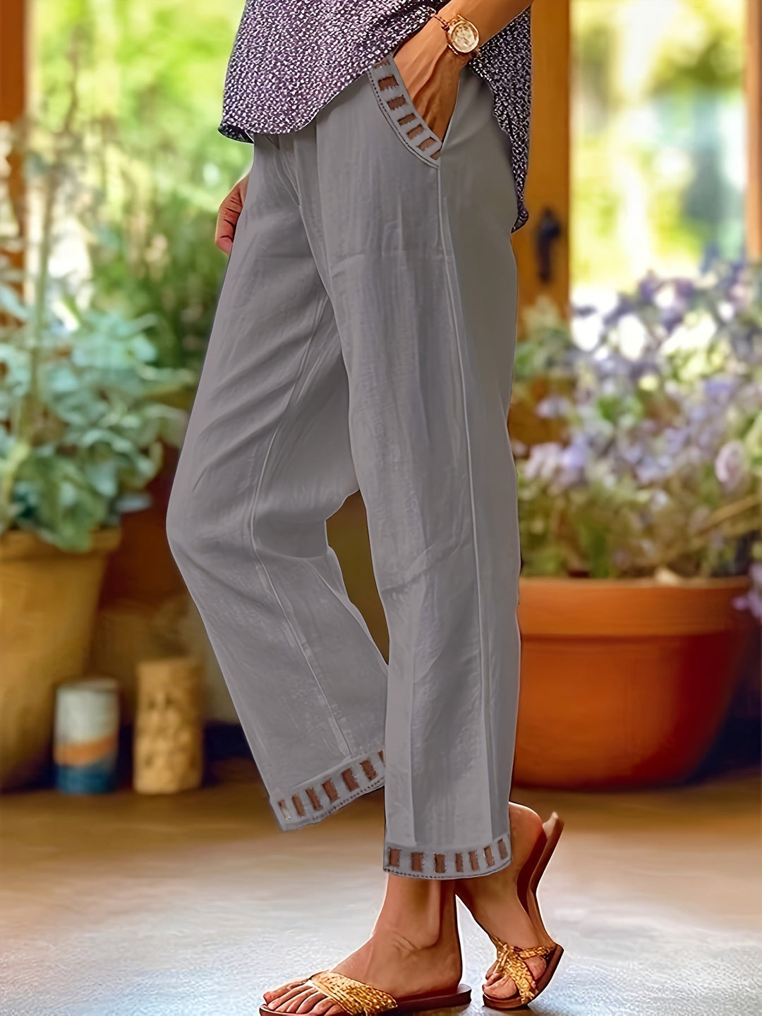 Wren – Spodnie Cropped Relax z Kontrastowymi Detalami
