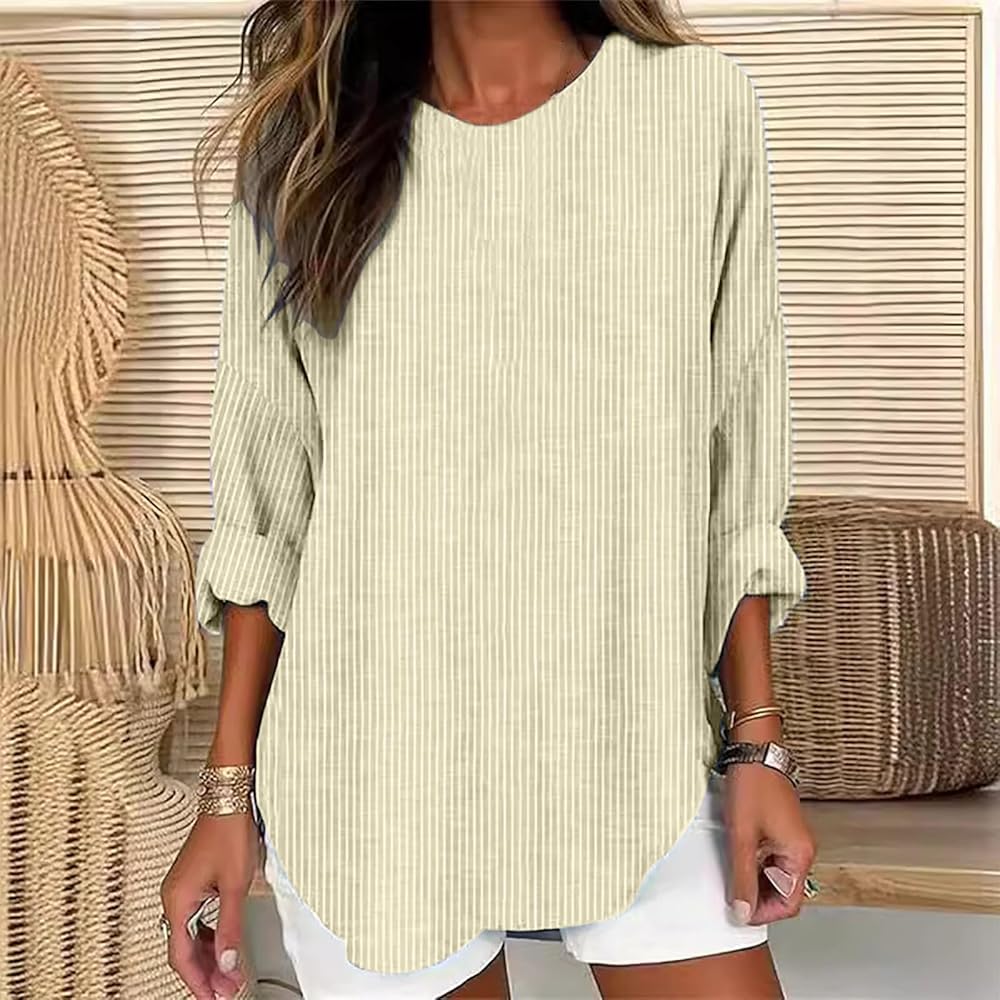 Halina - Wygodna koszula w paski w stylu casual