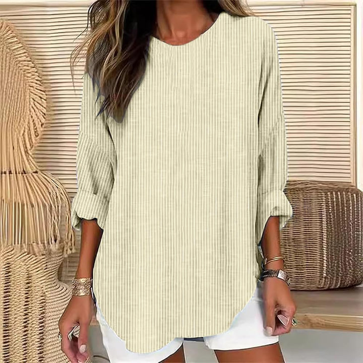 Halina - Wygodna koszula w paski w stylu casual