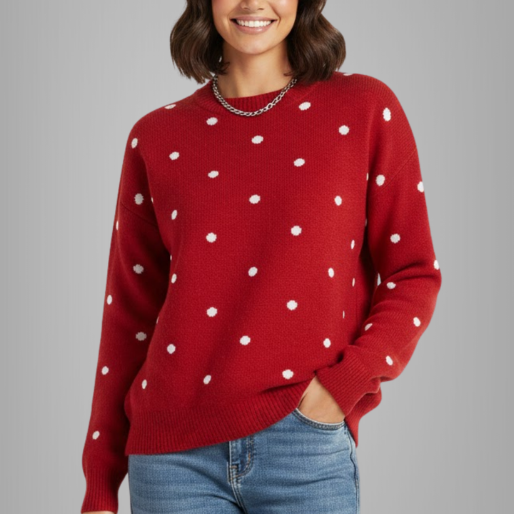 Damski sweter w kropki – miękki dzianinowy pulower