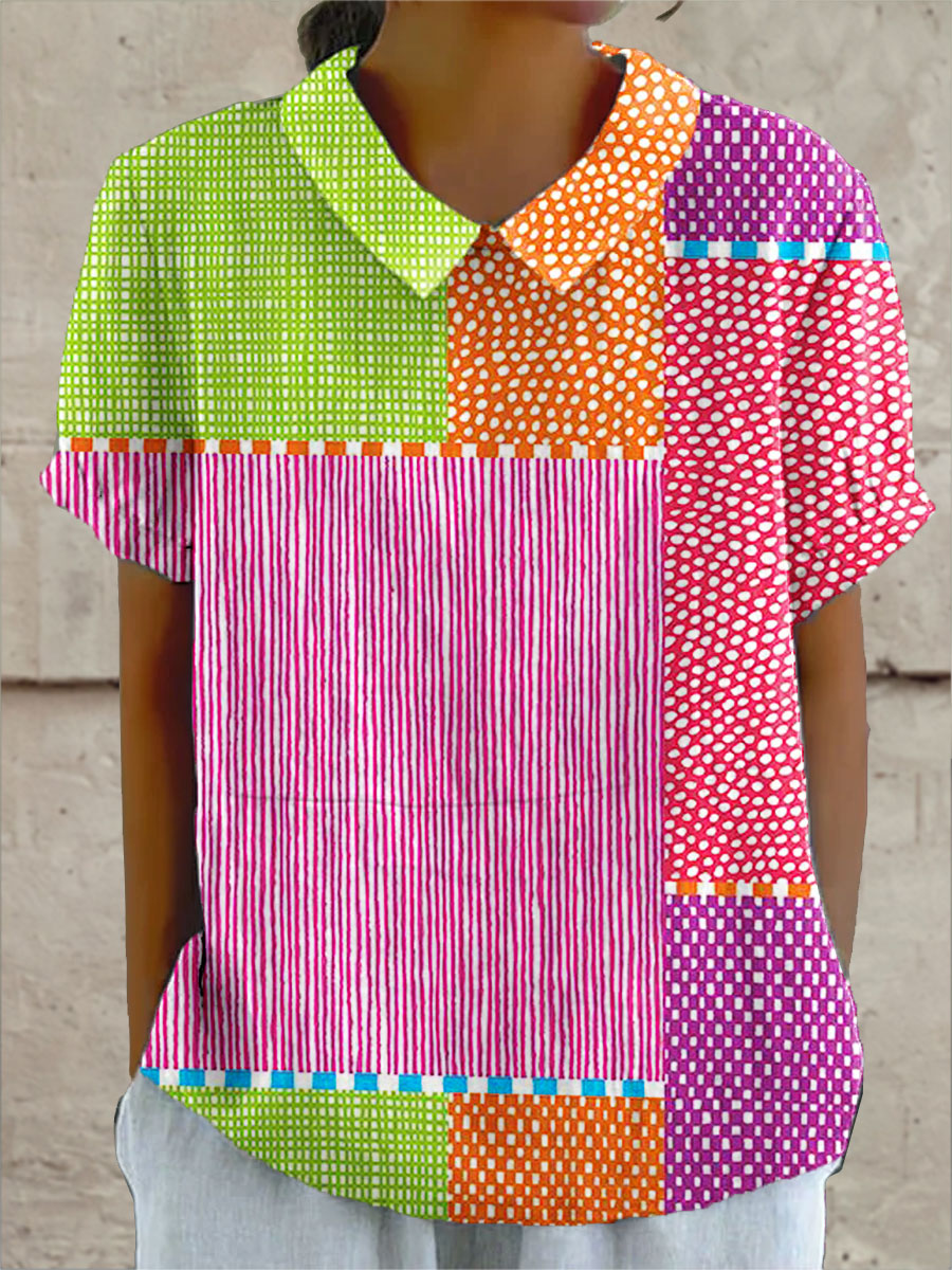 Zoe | Kolorowa Koszula w Patchwork
