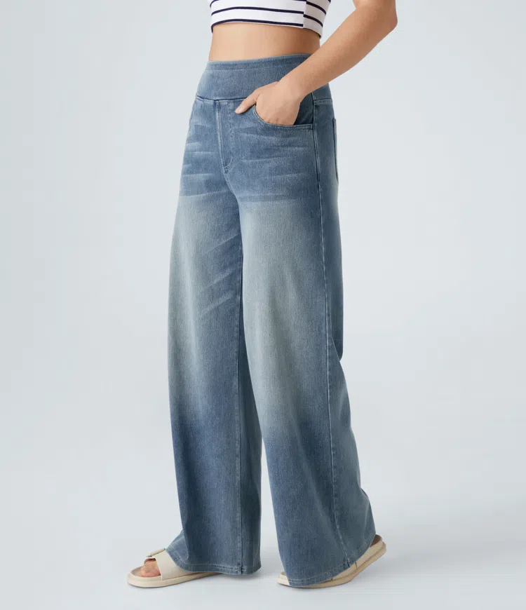 Solène - Jeansy z Szeroką Nogawką w Luźnym Fisie