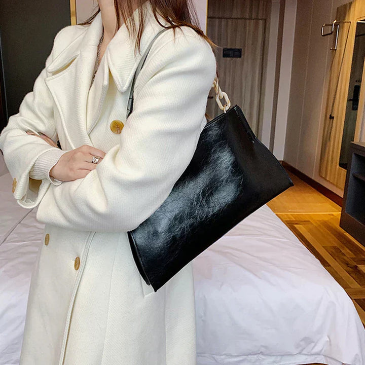Elegancka Torba na Ramię z Miękkiej Skóry - Duża Torba Modna