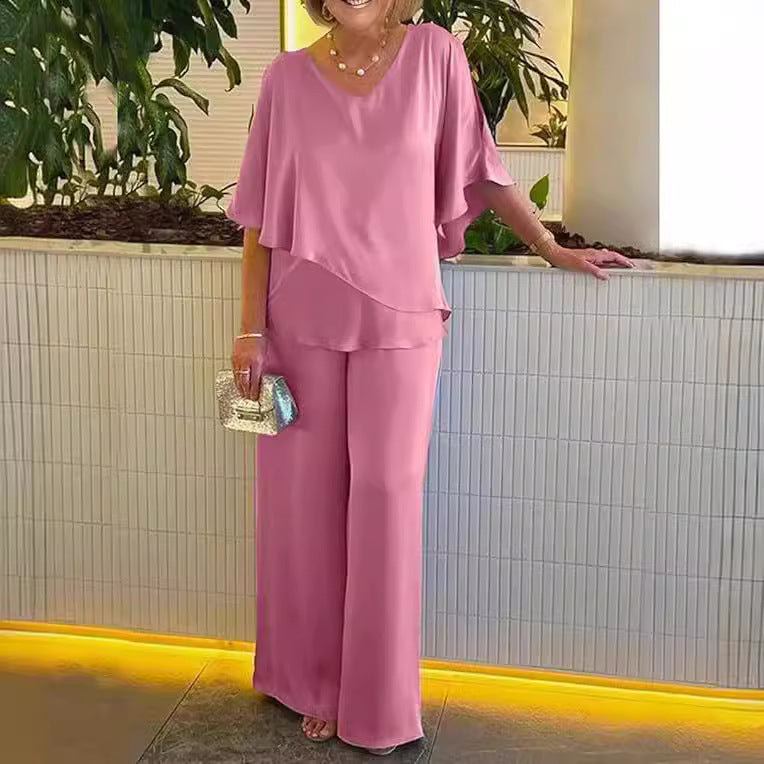 Martha - Zestaw wygodny z szerokimi nogawkami