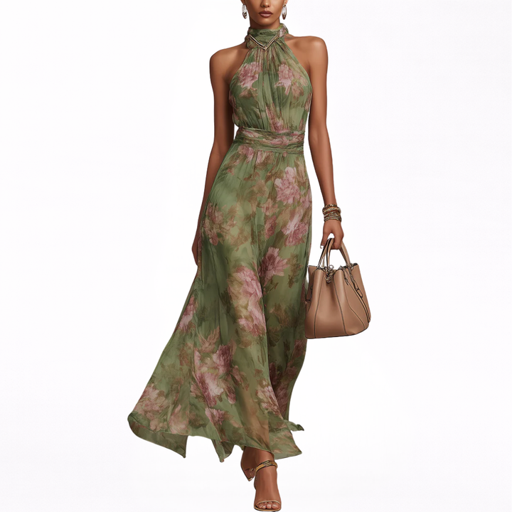 Livia | Sukienka Maxi Halter Kwiatowa