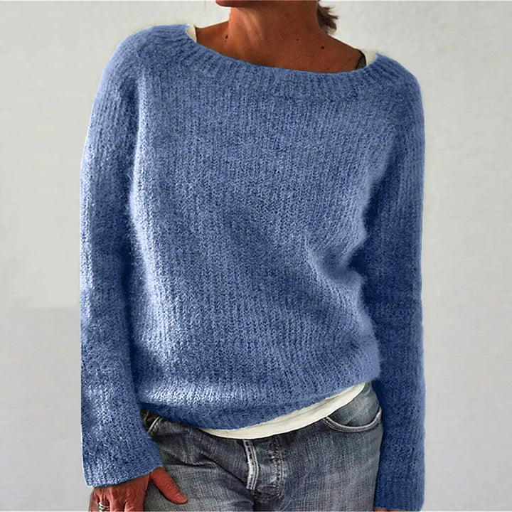 Damski sweter | Okrągły dekolt długi rękaw teksturowany
