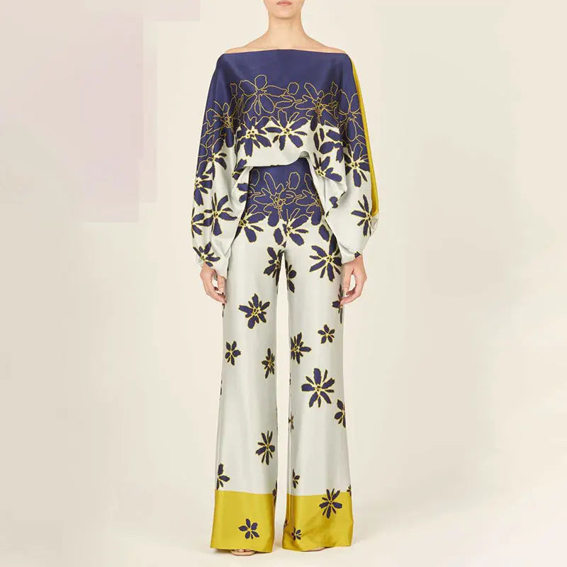 Zestaw Dwuczęściowy z Fasonem Off-Shoulder w Wzór Fali