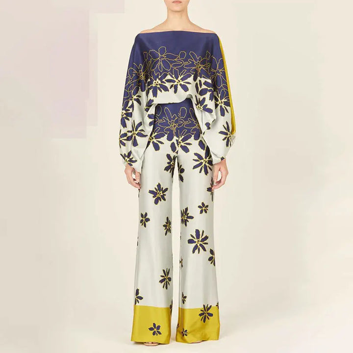 Zestaw Dwuczęściowy z Fasonem Off-Shoulder w Wzór Fali