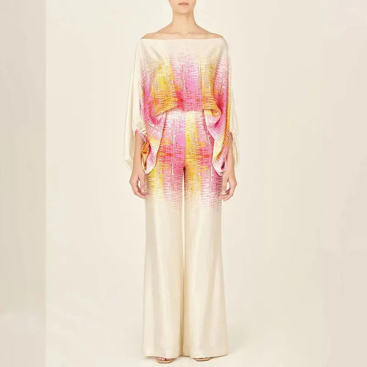 Zestaw Dwuczęściowy z Fasonem Off-Shoulder w Wzór Fali