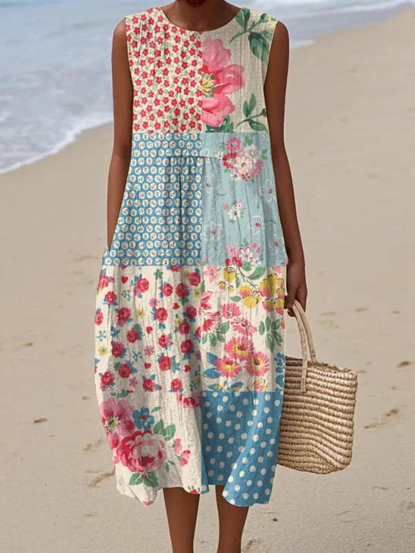 Anna™ Sukienka Midi Patchwork