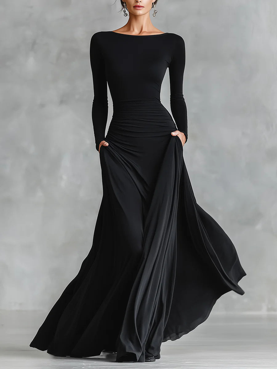 Anna – Elegancka Maxi Sukienka z Modelującym Krojem