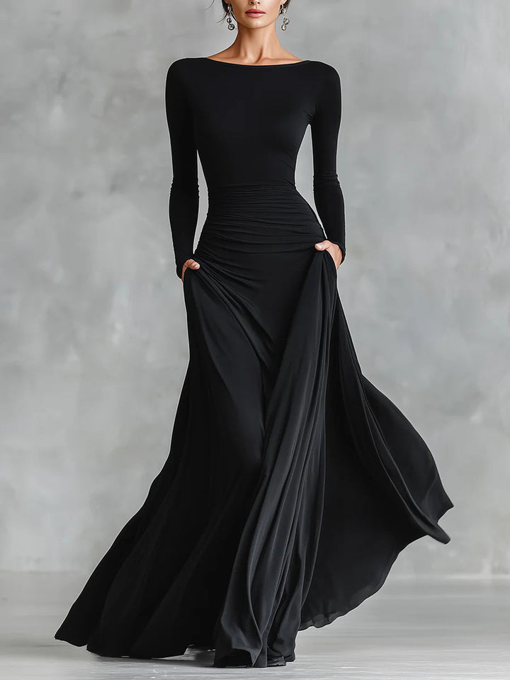 Anna – Elegancka Maxi Sukienka z Modelującym Krojem