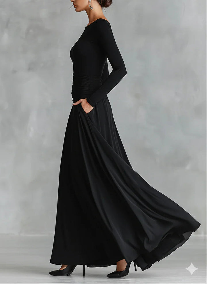 Anna – Elegancka Maxi Sukienka z Modelującym Krojem