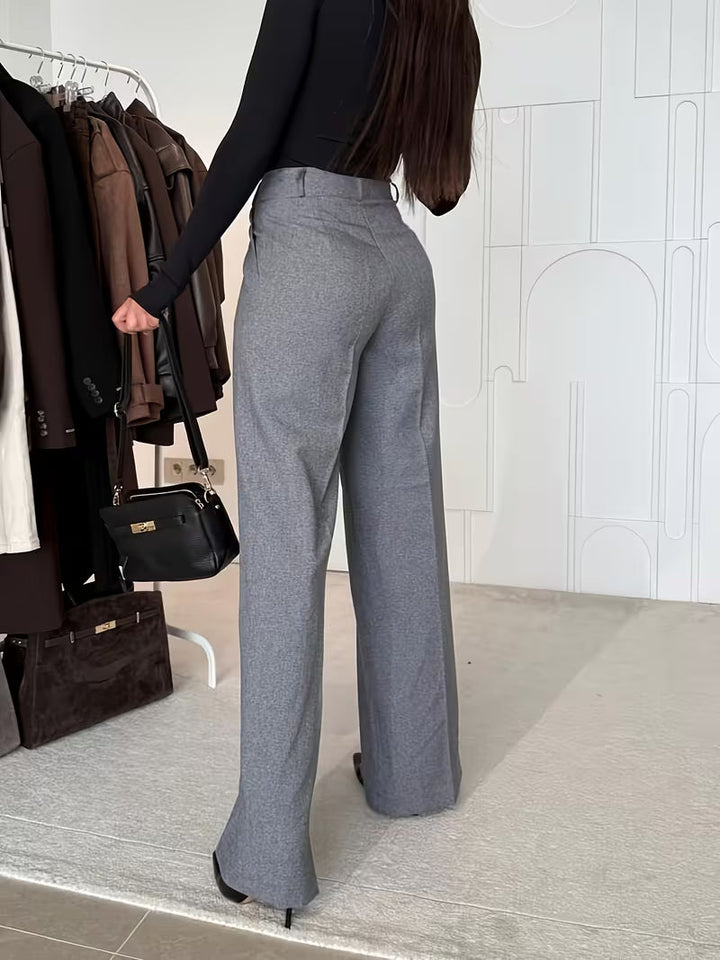 Paulina – Eleganckie Spodnie Bawełniane z Szeroką Nogawką