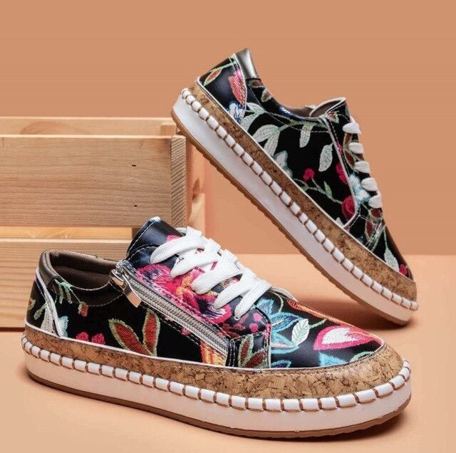 FLORIANA | Sneakers Ortopedyczne z Unikalnym Designem Vintage Kwiatów