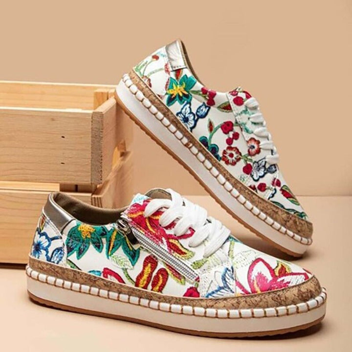 FLORIANA | Sneakers Ortopedyczne z Unikalnym Designem Vintage Kwiatów