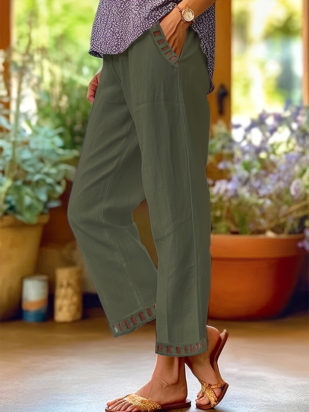 Wren – Spodnie Cropped Relax z Kontrastowymi Detalami