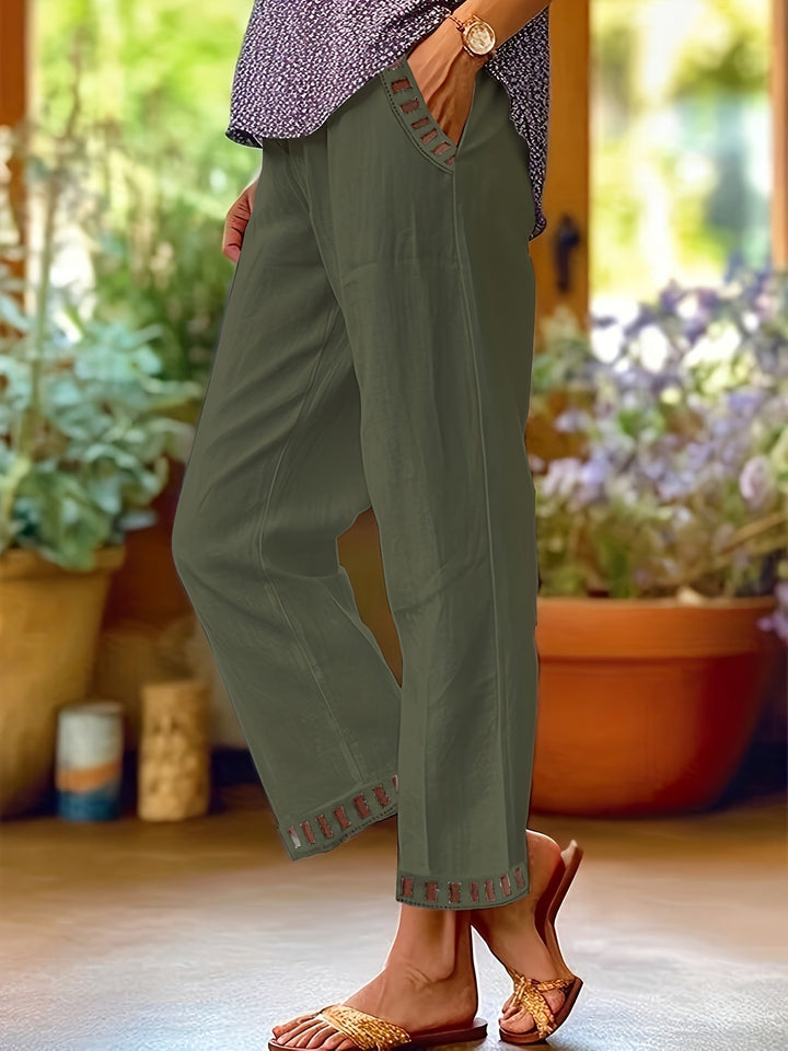 Wren – Spodnie Cropped Relax z Kontrastowymi Detalami