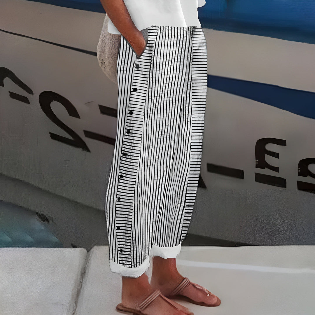 Dagny | Eleganckie Letnie Spodnie W paski