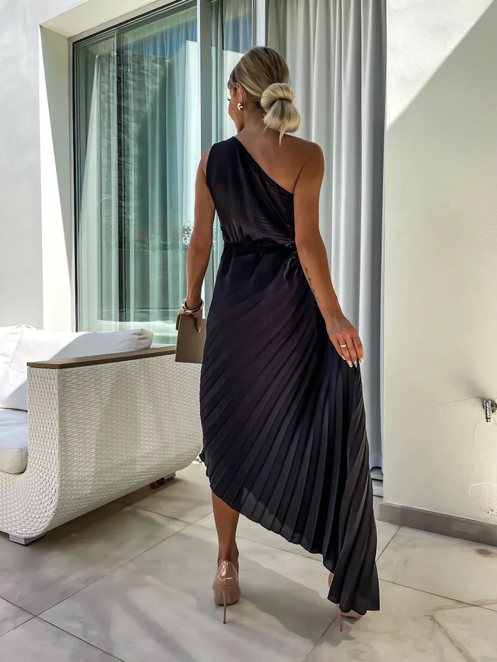 Eya™ | Elegancka Kwiatowa Sukienka Maxi na Jedno Ramię