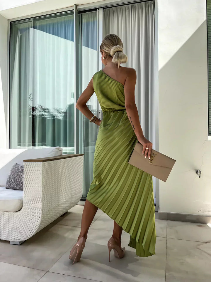 Eya™ | Elegancka Kwiatowa Sukienka Maxi na Jedno Ramię
