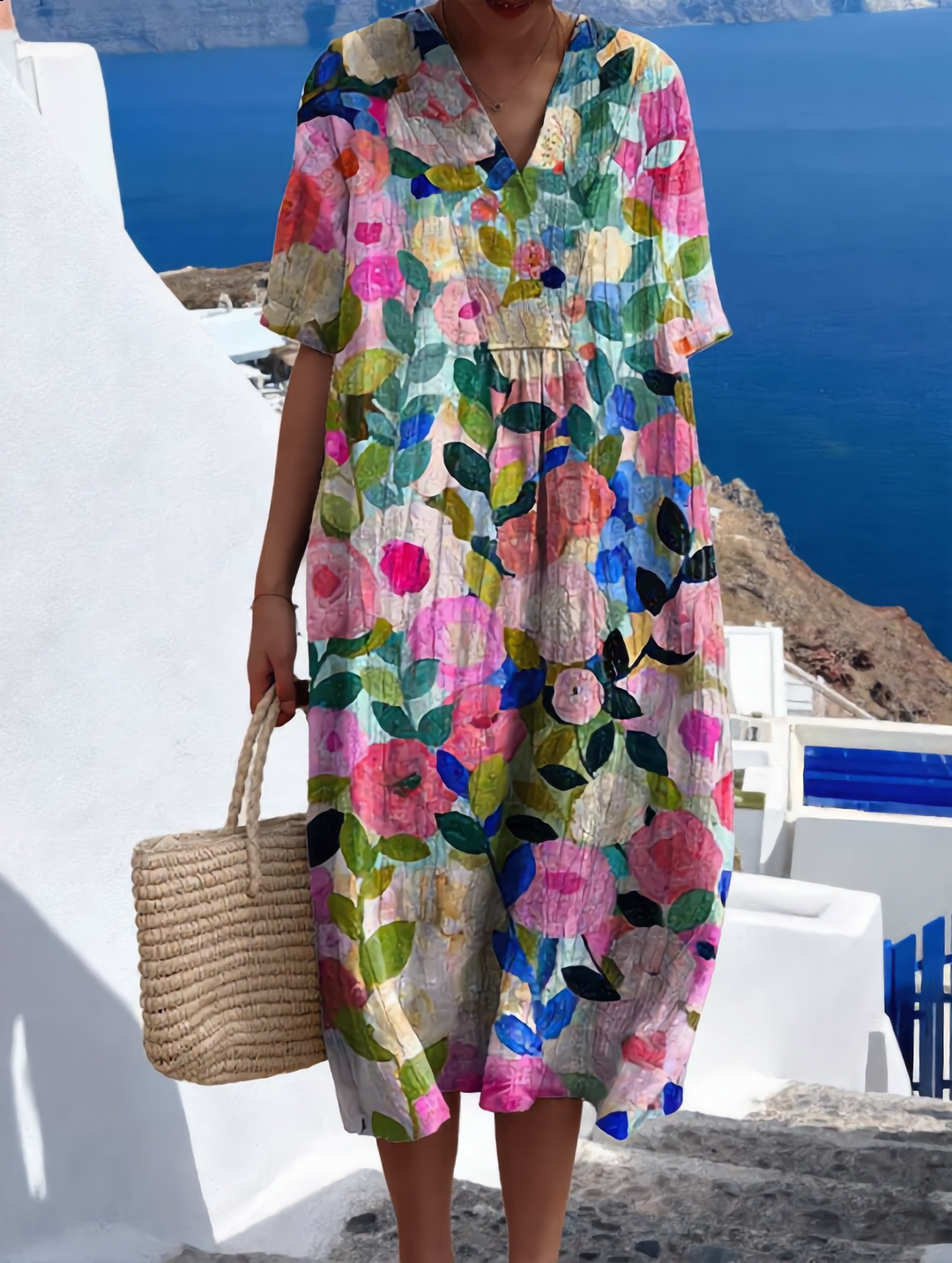 Bente - Sukienka w Stylu Vintage z Kwiatami