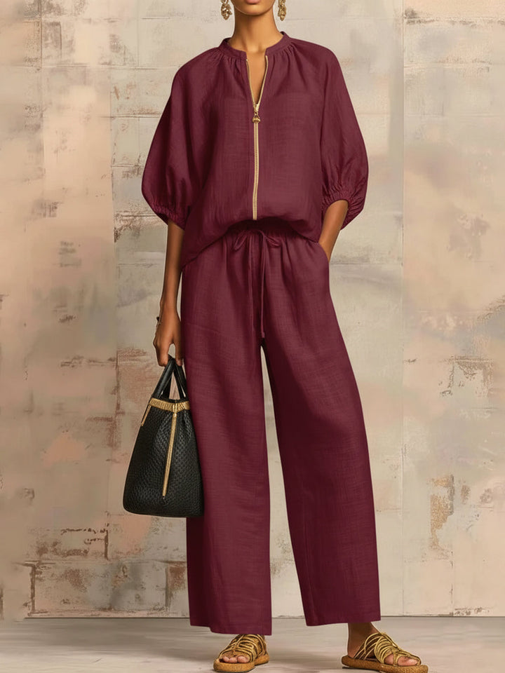 Enrichetta™ – Komplet Casual Chic z Bluzką i Spodniami