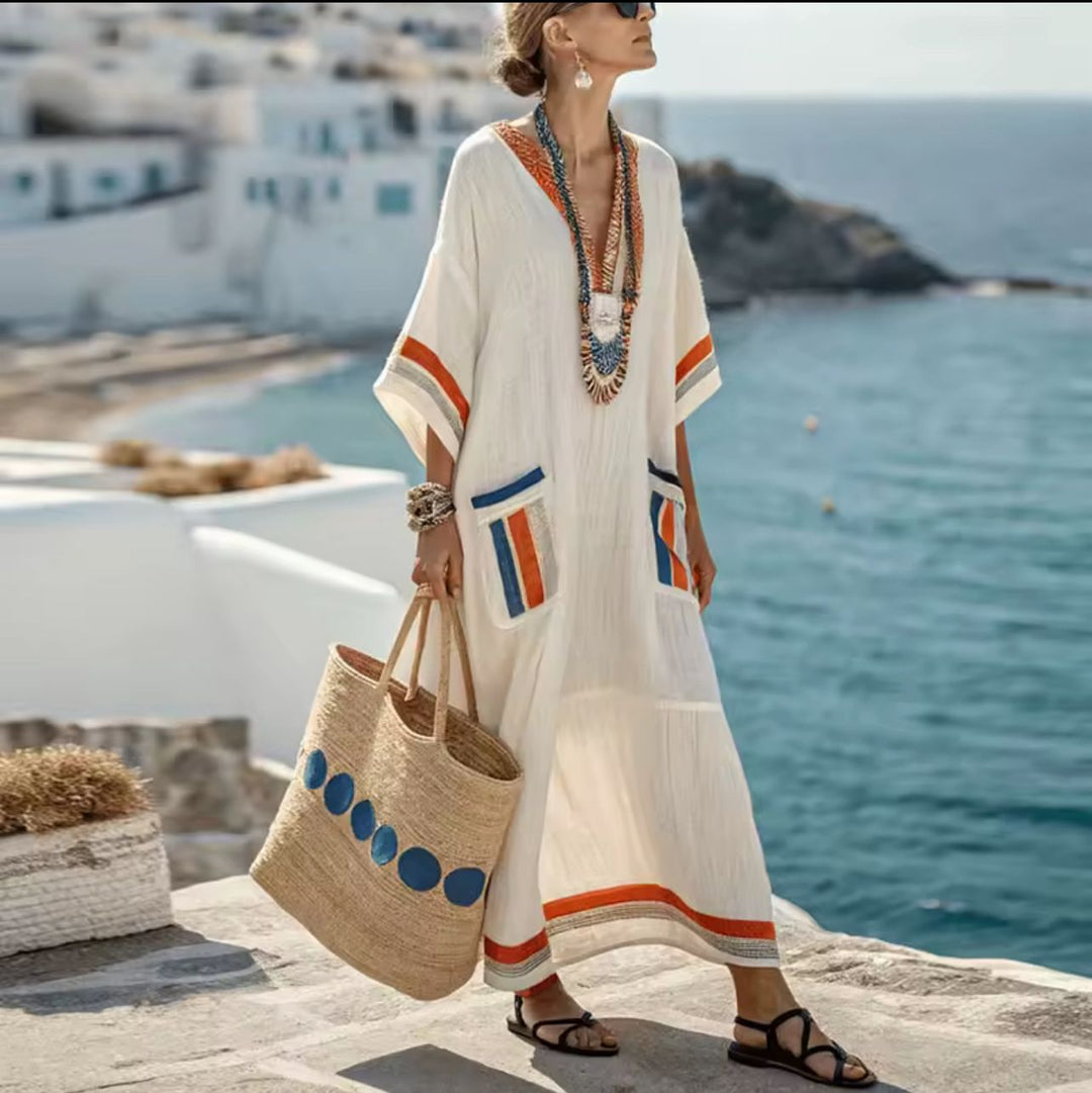 Elegancka Mary - Długa sukienka plażowa na modny letni wygląd